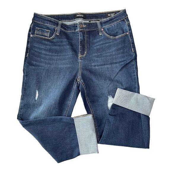 Buffalo David Bitton Jess blue denim jeans Rip & Repair Skinny Mid Rise size 12 - Picture 1 of 6